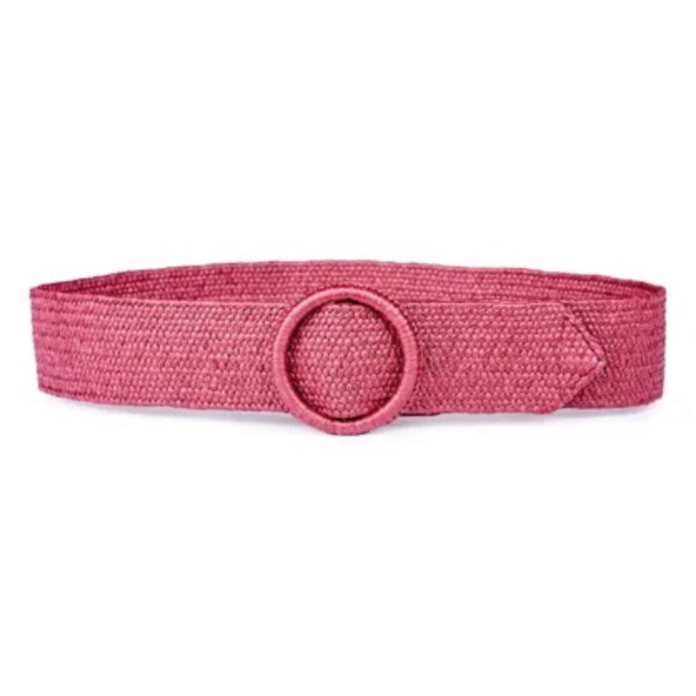 NWT  Linea Pelle Woven Straw Belt Wine Size S